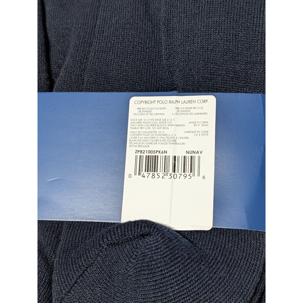 Polo Ralph Lauren 6 Pairs Navy Blue Classic Sport Crew Socks ZP821005PK6N - Picture 3 of 4